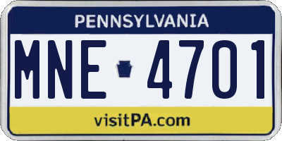 PA license plate MNE4701