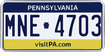 PA license plate MNE4703