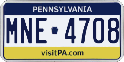 PA license plate MNE4708