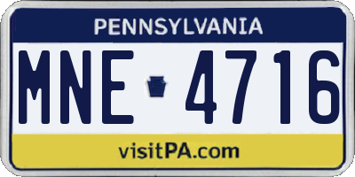 PA license plate MNE4716