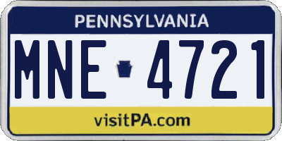 PA license plate MNE4721