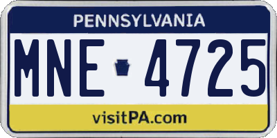 PA license plate MNE4725