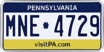 PA license plate MNE4729