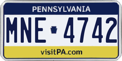 PA license plate MNE4742