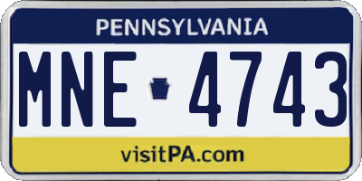 PA license plate MNE4743