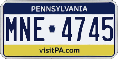 PA license plate MNE4745