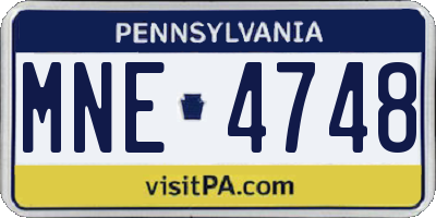 PA license plate MNE4748