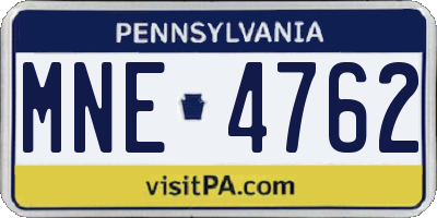 PA license plate MNE4762