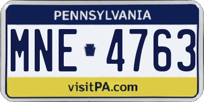 PA license plate MNE4763