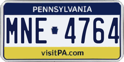 PA license plate MNE4764