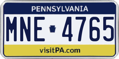 PA license plate MNE4765