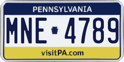 PA license plate MNE4789