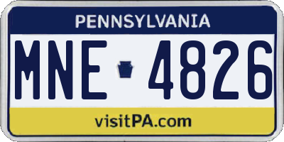 PA license plate MNE4826
