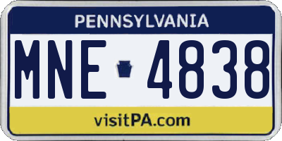 PA license plate MNE4838