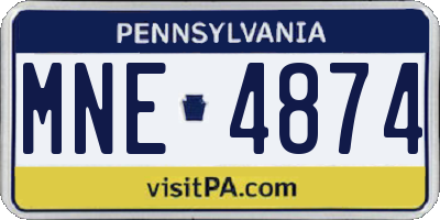 PA license plate MNE4874