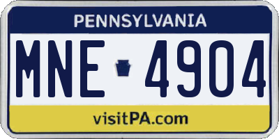 PA license plate MNE4904