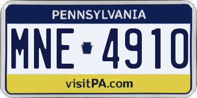 PA license plate MNE4910