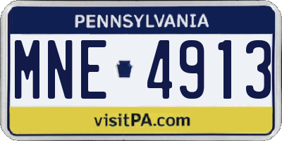 PA license plate MNE4913