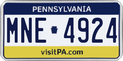 PA license plate MNE4924