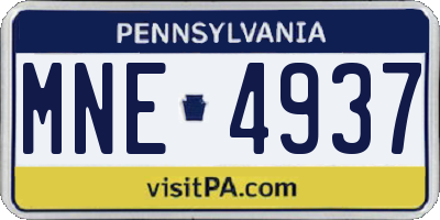 PA license plate MNE4937