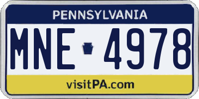 PA license plate MNE4978