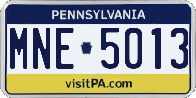 PA license plate MNE5013