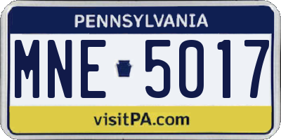 PA license plate MNE5017