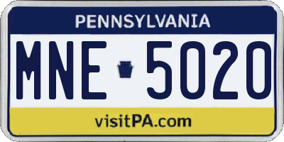 PA license plate MNE5020