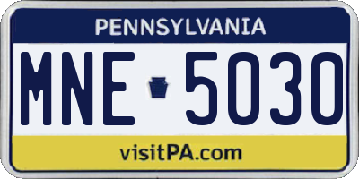 PA license plate MNE5030