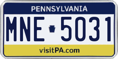 PA license plate MNE5031