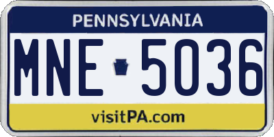 PA license plate MNE5036