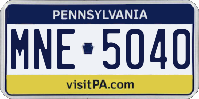 PA license plate MNE5040