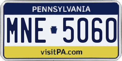 PA license plate MNE5060