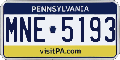 PA license plate MNE5193
