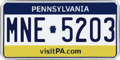 PA license plate MNE5203