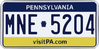 PA license plate MNE5204