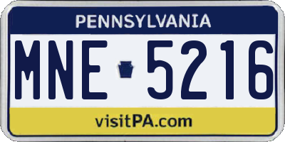 PA license plate MNE5216