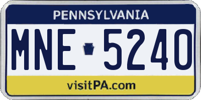 PA license plate MNE5240