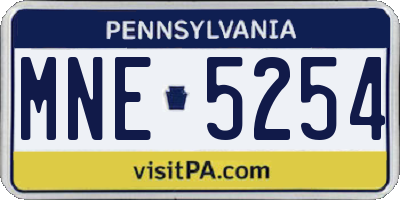 PA license plate MNE5254