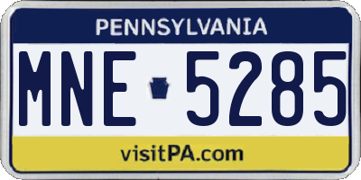 PA license plate MNE5285