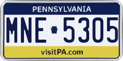 PA license plate MNE5305