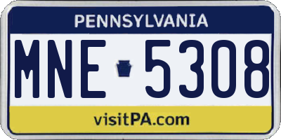 PA license plate MNE5308