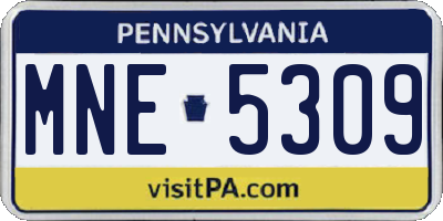 PA license plate MNE5309
