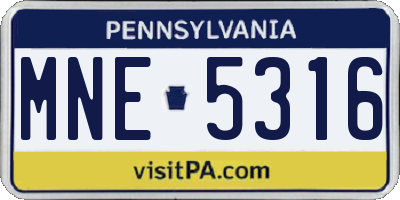 PA license plate MNE5316
