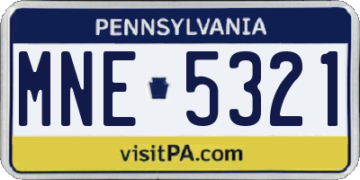 PA license plate MNE5321