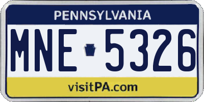 PA license plate MNE5326