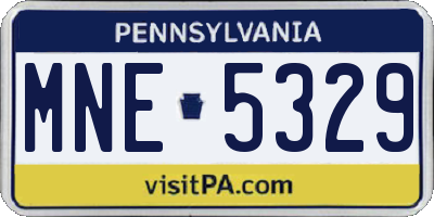 PA license plate MNE5329