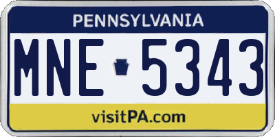 PA license plate MNE5343