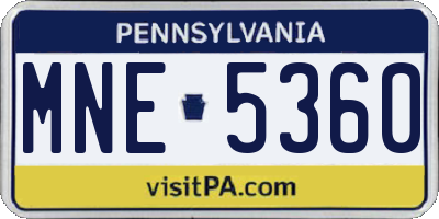 PA license plate MNE5360