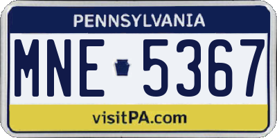 PA license plate MNE5367